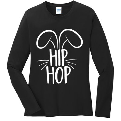 Hip Hop Bunny Funny Easter Ladies Long Sleeve Shirt
