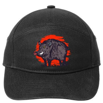 Hog Hunting Boar Wild Hog 7-Panel Snapback Hat