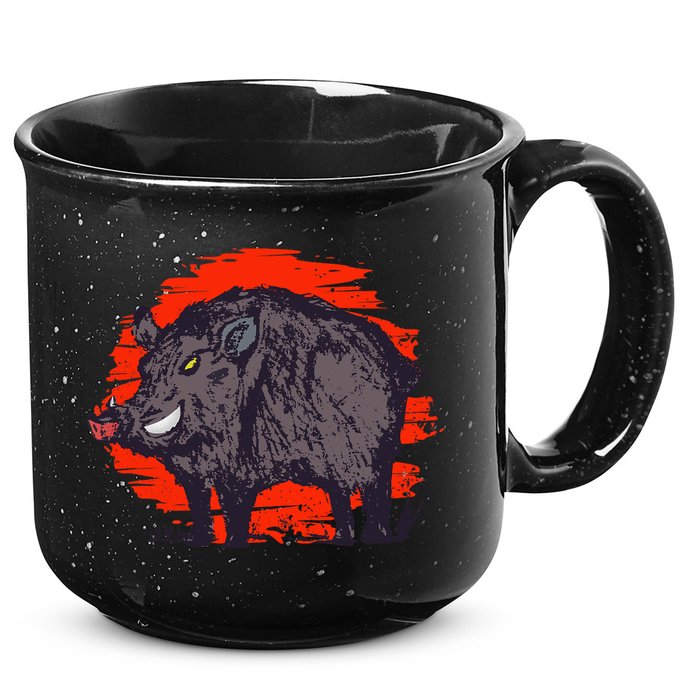 Hog Hunting Boar Wild Hog 15oz Campfire Ceramic Mug