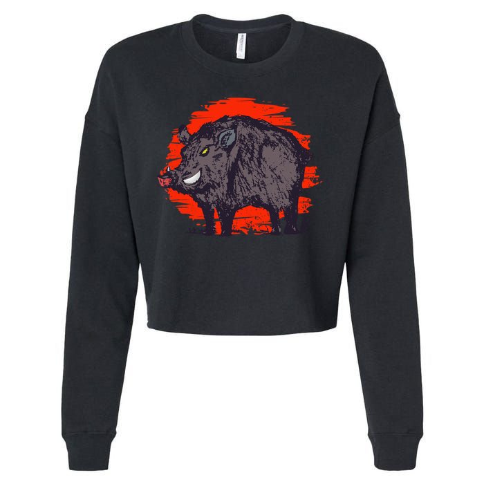Hog Hunting Boar Wild Hog Cropped Pullover Crew
