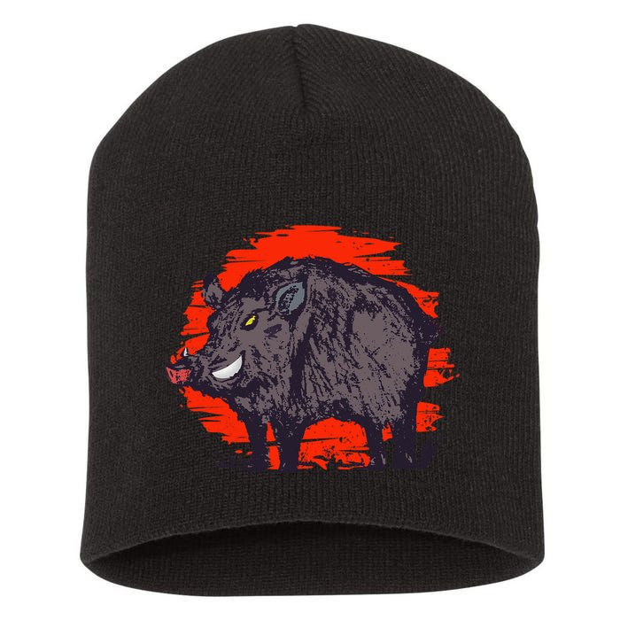 Hog Hunting Boar Wild Hog Short Acrylic Beanie