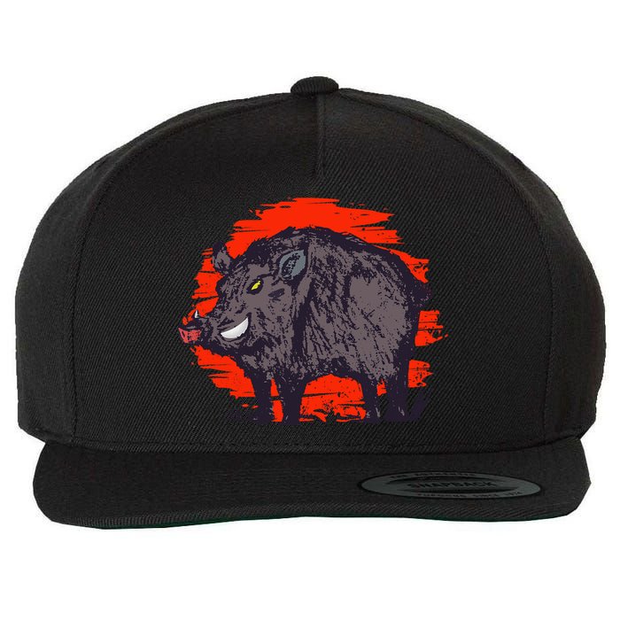 Hog Hunting Boar Wild Hog Wool Snapback Cap