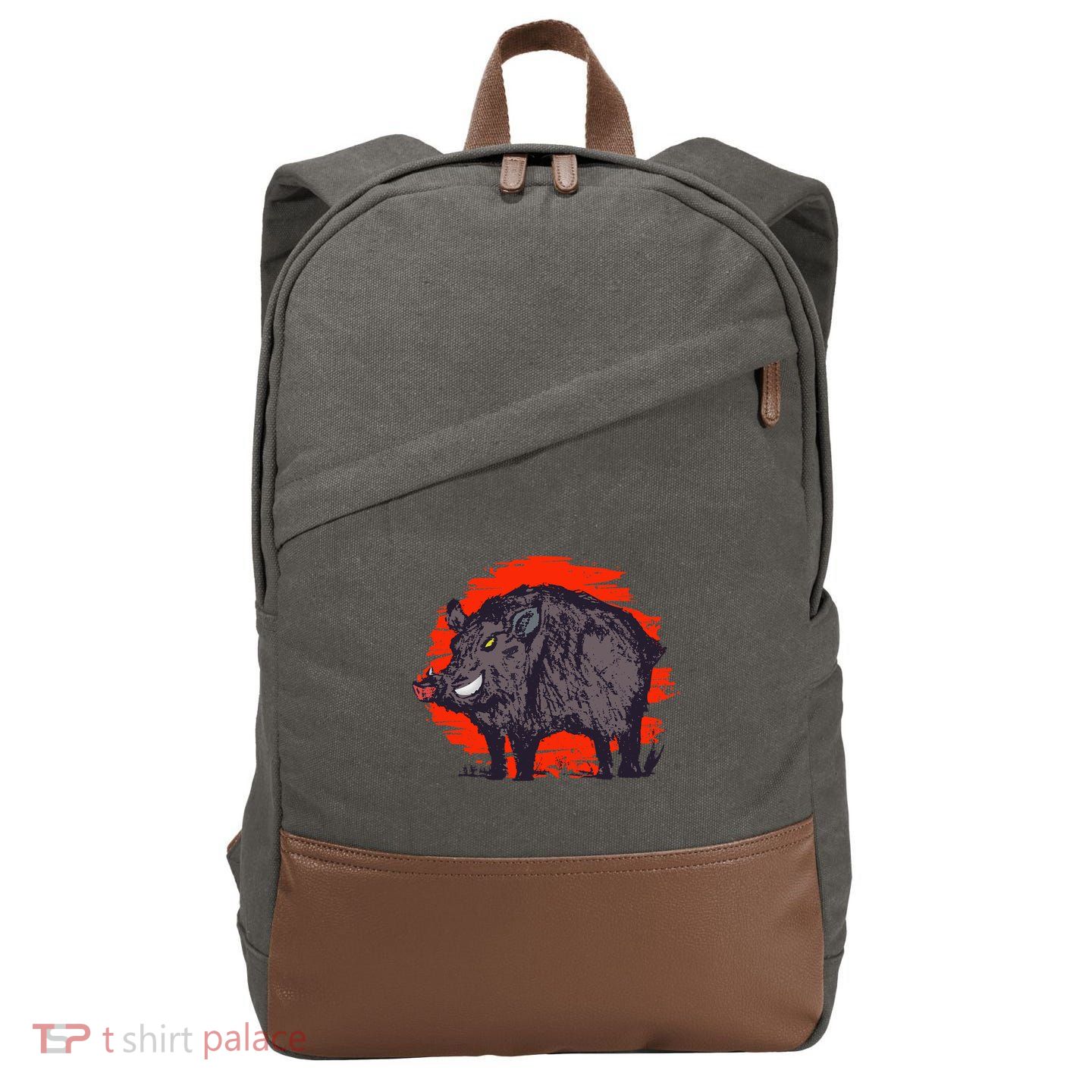 Hog Hunting Boar Wild Hog Cotton Canvas Backpack