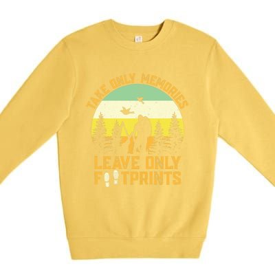 Hiking Hike Backpacking Nature Leave Only Footprints Premium Crewneck Sweatshirt