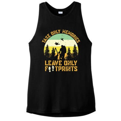 Hiking Hike Backpacking Nature Leave Only Footprints Ladies PosiCharge Tri-Blend Wicking Tank