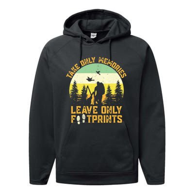 Hiking Hike Backpacking Nature Leave Only Footprints Performance Fleece Hoodie