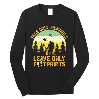 Hiking Hike Backpacking Nature Leave Only Footprints Long Sleeve Shirt