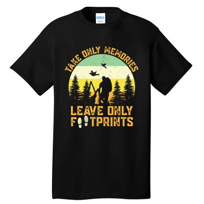 Hiking Hike Backpacking Nature Leave Only Footprints Tall T-Shirt