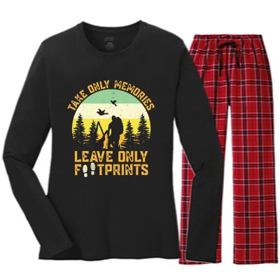 Hiking Hike Backpacking Nature Leave Only Footprints Women's Long Sleeve Flannel Pajama Set 