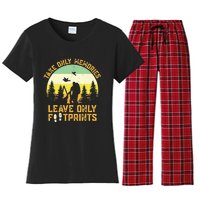 Hiking Hike Backpacking Nature Leave Only Footprints Women's Flannel Pajama Set