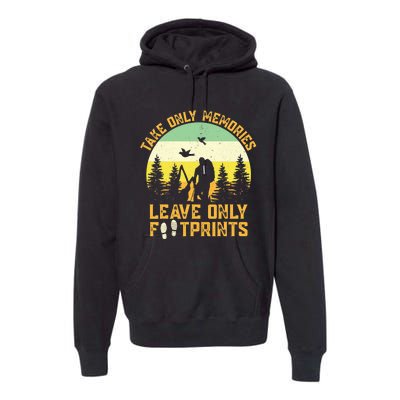 Hiking Hike Backpacking Nature Leave Only Footprints Premium Hoodie