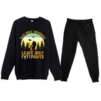 Hiking Hike Backpacking Nature Leave Only Footprints Premium Crewneck Sweatsuit Set