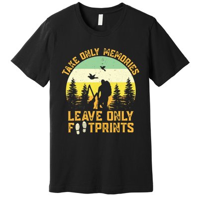 Hiking Hike Backpacking Nature Leave Only Footprints Premium T-Shirt