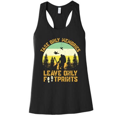 Hiking Hike Backpacking Nature Leave Only Footprints Women's Racerback Tank