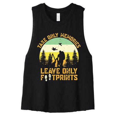 Hiking Hike Backpacking Nature Leave Only Footprints Women's Racerback Cropped Tank