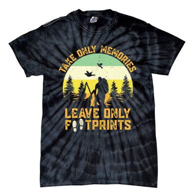 Hiking Hike Backpacking Nature Leave Only Footprints Tie-Dye T-Shirt