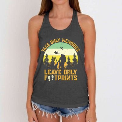 Hiking Hike Backpacking Nature Leave Only Footprints Women's Knotted Racerback Tank