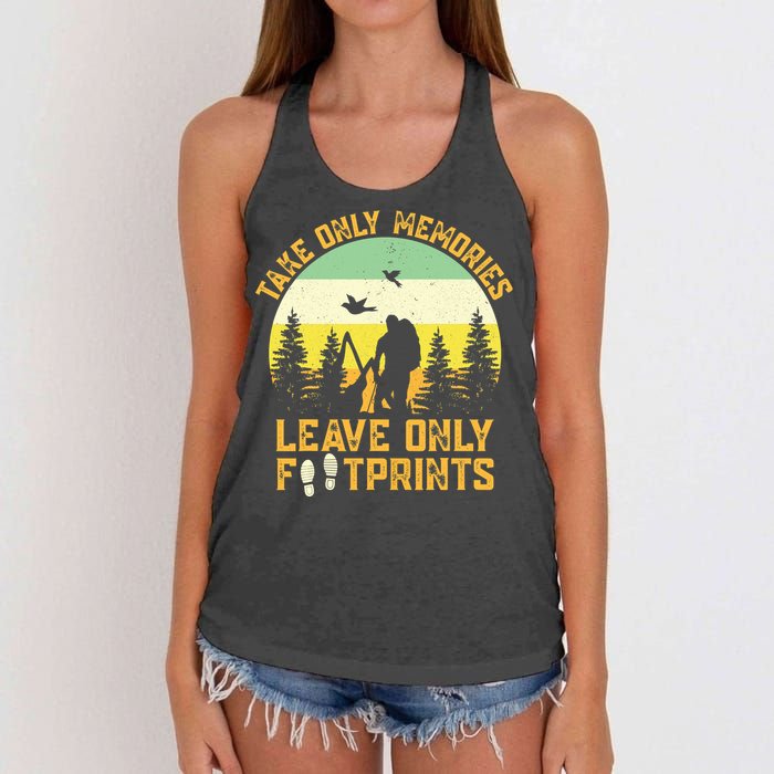 Hiking Hike Backpacking Nature Leave Only Footprints Women's Knotted Racerback Tank