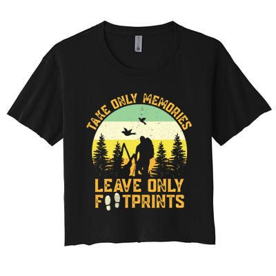 Hiking Hike Backpacking Nature Leave Only Footprints Women's Crop Top Tee