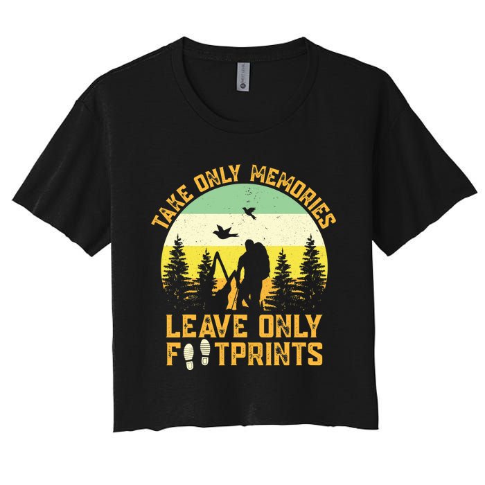 Hiking Hike Backpacking Nature Leave Only Footprints Women's Crop Top Tee