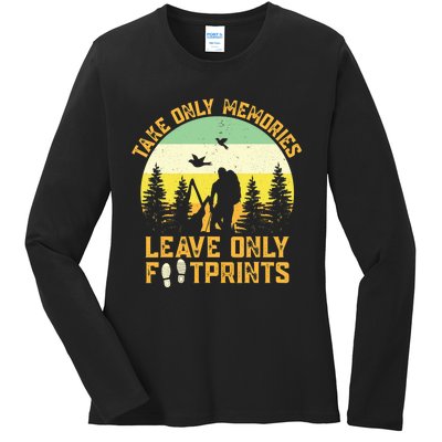 Hiking Hike Backpacking Nature Leave Only Footprints Ladies Long Sleeve Shirt