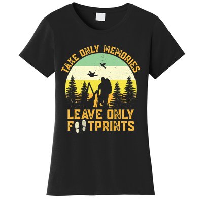 Hiking Hike Backpacking Nature Leave Only Footprints Women's T-Shirt