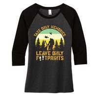 Hiking Hike Backpacking Nature Leave Only Footprints Women's Tri-Blend 3/4-Sleeve Raglan Shirt