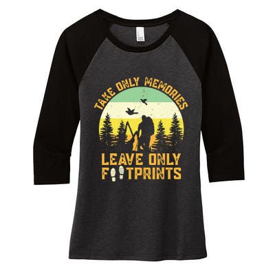 Hiking Hike Backpacking Nature Leave Only Footprints Women's Tri-Blend 3/4-Sleeve Raglan Shirt