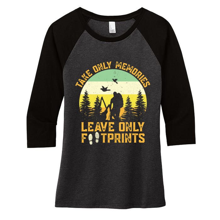 Hiking Hike Backpacking Nature Leave Only Footprints Women's Tri-Blend 3/4-Sleeve Raglan Shirt