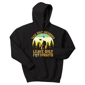 Hiking Hike Backpacking Nature Leave Only Footprints Kids Hoodie