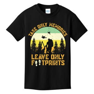 Hiking Hike Backpacking Nature Leave Only Footprints Kids T-Shirt