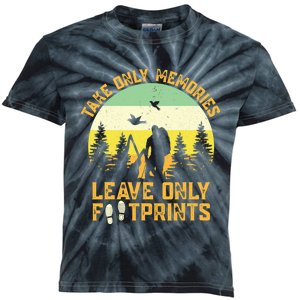 Hiking Hike Backpacking Nature Leave Only Footprints Kids Tie-Dye T-Shirt