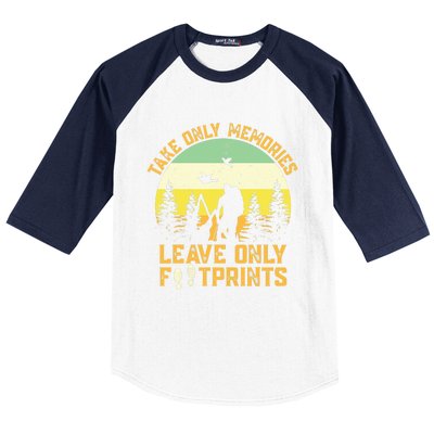 Hiking Hike Backpacking Nature Leave Only Footprints Baseball Sleeve Shirt