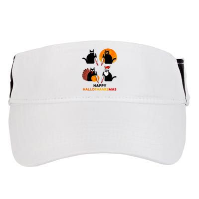 Happy Hallothanksmas Black Cat Halloween Thanksgiving Adult Drive Performance Visor