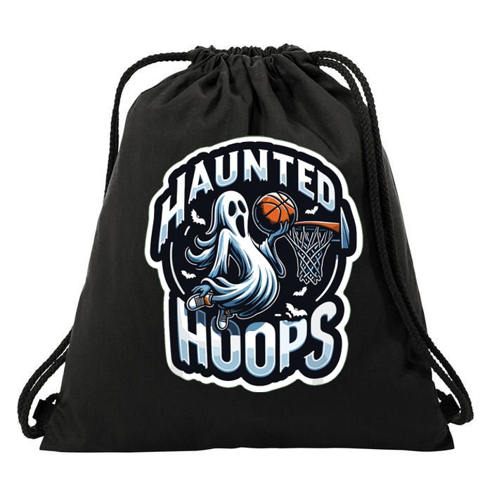 Haunted Hoops Basketball Costume Funny 2024 Halloween Drawstring Bag