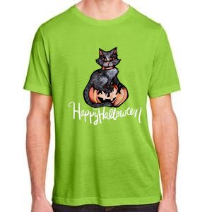 Happy Halloween Black Cat Pumpkin Meaningful Gift Adult ChromaSoft Performance T-Shirt