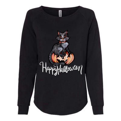 Happy Halloween Black Cat Pumpkin Meaningful Gift Womens California Wash Sweatshirt