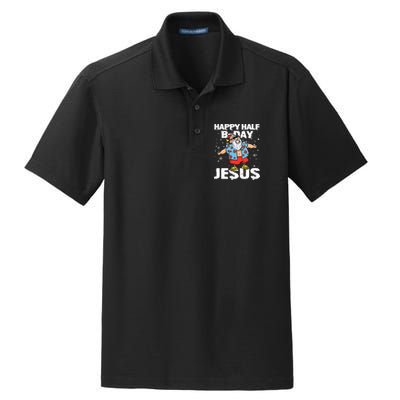 happy half birthday jesus flossing santa summer vacation Dry Zone Grid Polo