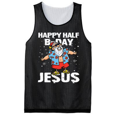 happy half birthday jesus flossing santa summer vacation Mesh Reversible Basketball Jersey Tank