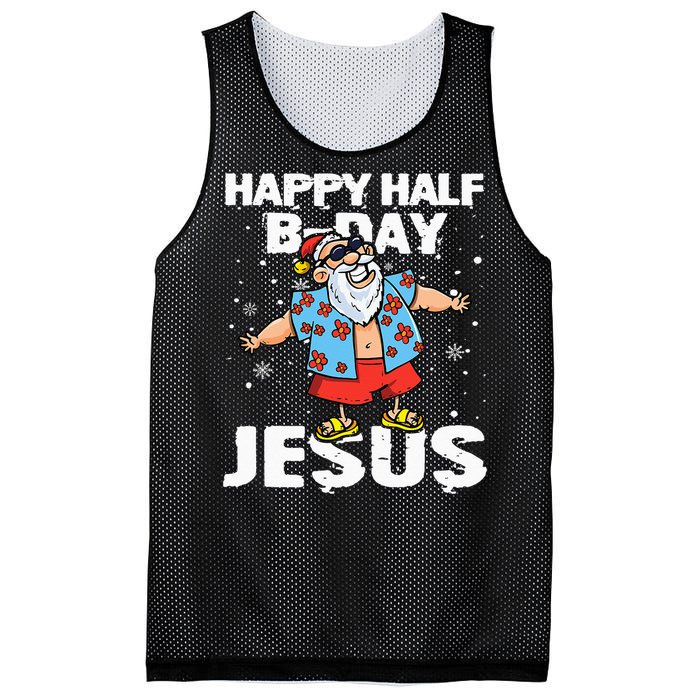 happy half birthday jesus flossing santa summer vacation Mesh Reversible Basketball Jersey Tank