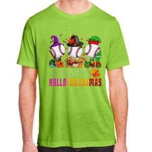 Happy Hallothanksmas Baseball Halloween Thanksgiving Xmas Adult ChromaSoft Performance T-Shirt