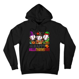 Happy Hallothanksmas Baseball Halloween Thanksgiving Xmas Hoodie