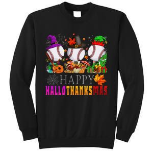 Happy Hallothanksmas Baseball Halloween Thanksgiving Xmas Sweatshirt