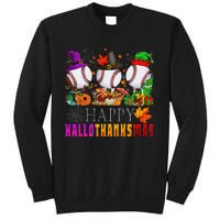 Happy Hallothanksmas Baseball Halloween Thanksgiving Xmas Sweatshirt