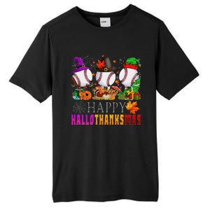 Happy Hallothanksmas Baseball Halloween Thanksgiving Xmas Tall Fusion ChromaSoft Performance T-Shirt