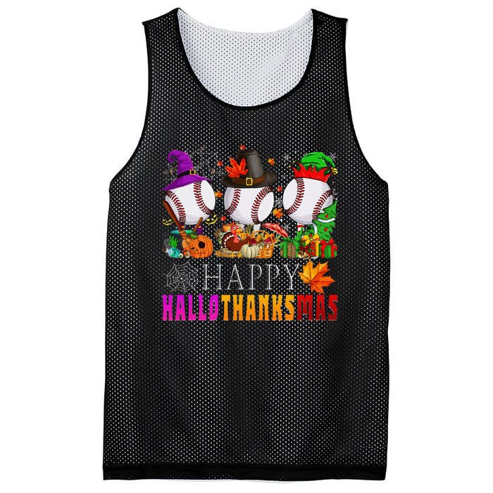 Happy Hallothanksmas Baseball Halloween Thanksgiving Xmas Mesh Reversible Basketball Jersey Tank