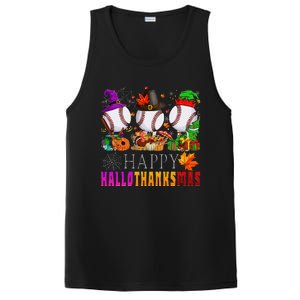 Happy Hallothanksmas Baseball Halloween Thanksgiving Xmas PosiCharge Competitor Tank