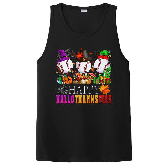 Happy Hallothanksmas Baseball Halloween Thanksgiving Xmas PosiCharge Competitor Tank