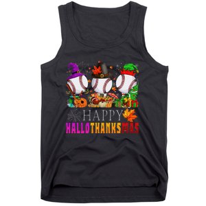 Happy Hallothanksmas Baseball Halloween Thanksgiving Xmas Tank Top