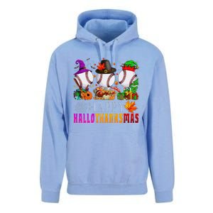 Happy Hallothanksmas Baseball Halloween Thanksgiving Xmas Unisex Surf Hoodie